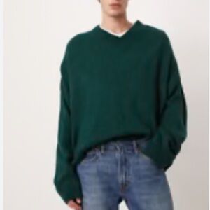 Cullin Hills Cashmere Forest Green V neck Pullover Sweater size Large